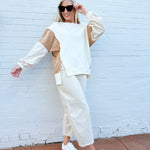 Oddi Tops - Sweatshirts Color Block Oversized Pullover In Ivory Multi