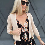 Open Bolero Cardigan In Khaki - Infinity Raine