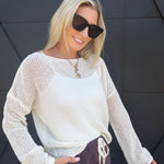 Open Knit Summer Pullover In Ecru - Infinity Raine