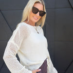 Open Knit Summer Pullover In Ecru - Infinity Raine