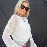 Open Knit Summer Pullover In Ecru - Infinity Raine