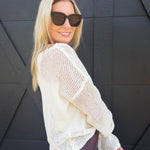 Open Knit Summer Pullover In Ecru - Infinity Raine
