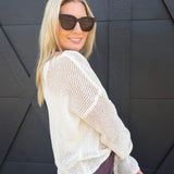 Open Knit Summer Pullover In Ecru - Infinity Raine