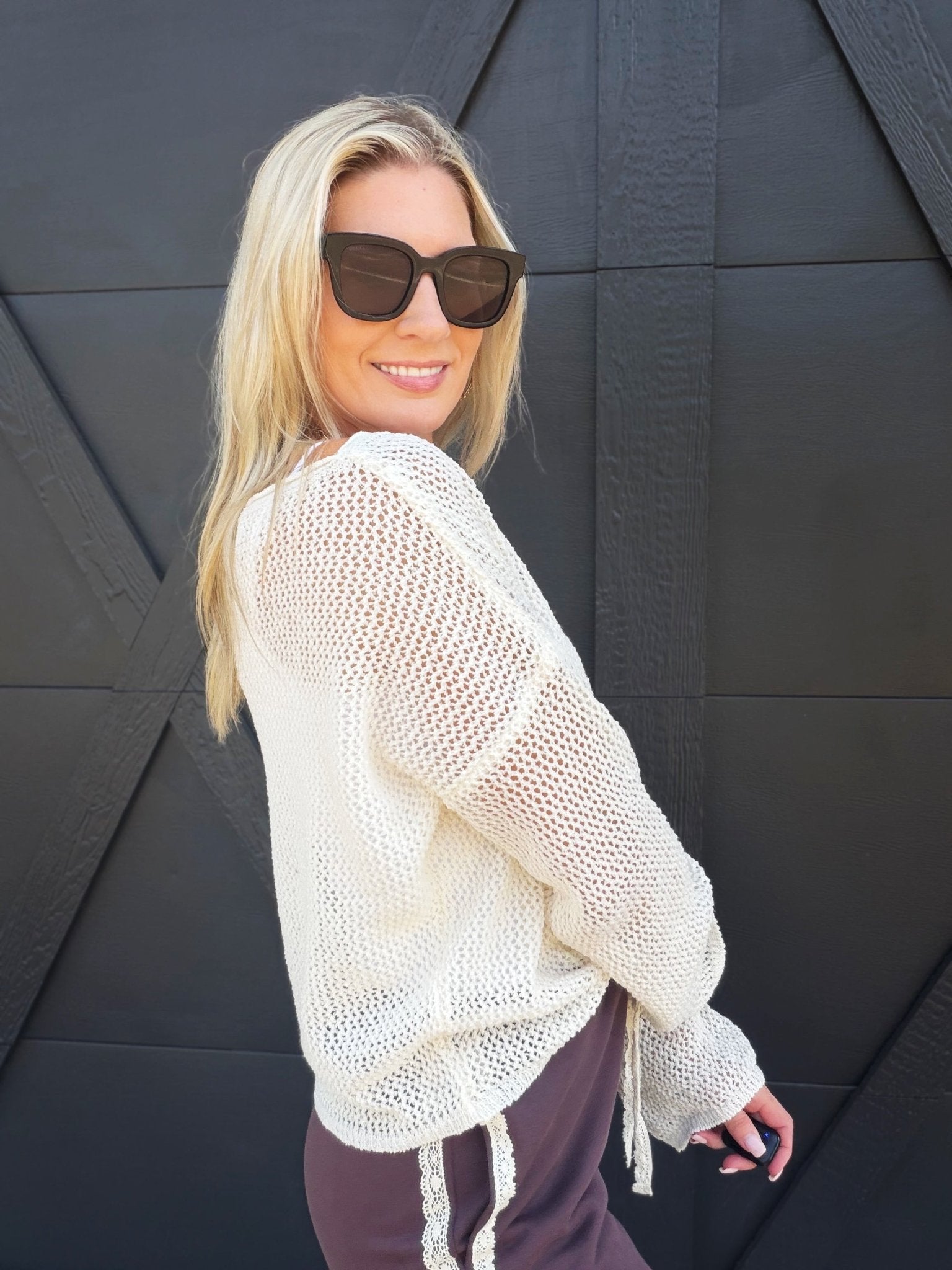 Open Knit Summer Pullover In Ecru - Infinity Raine