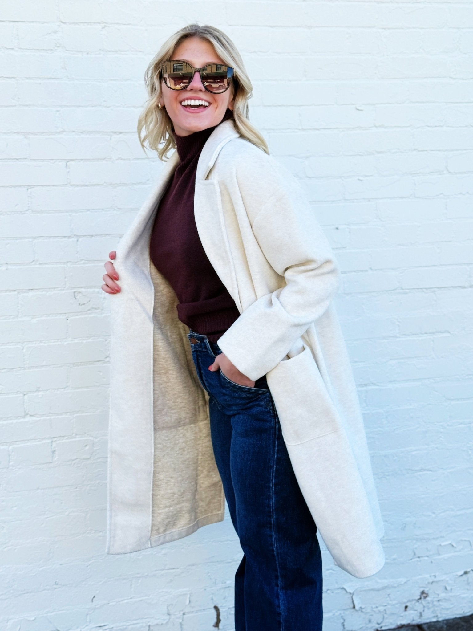 Out Of Town Coat In Ivory - Infinity Raine