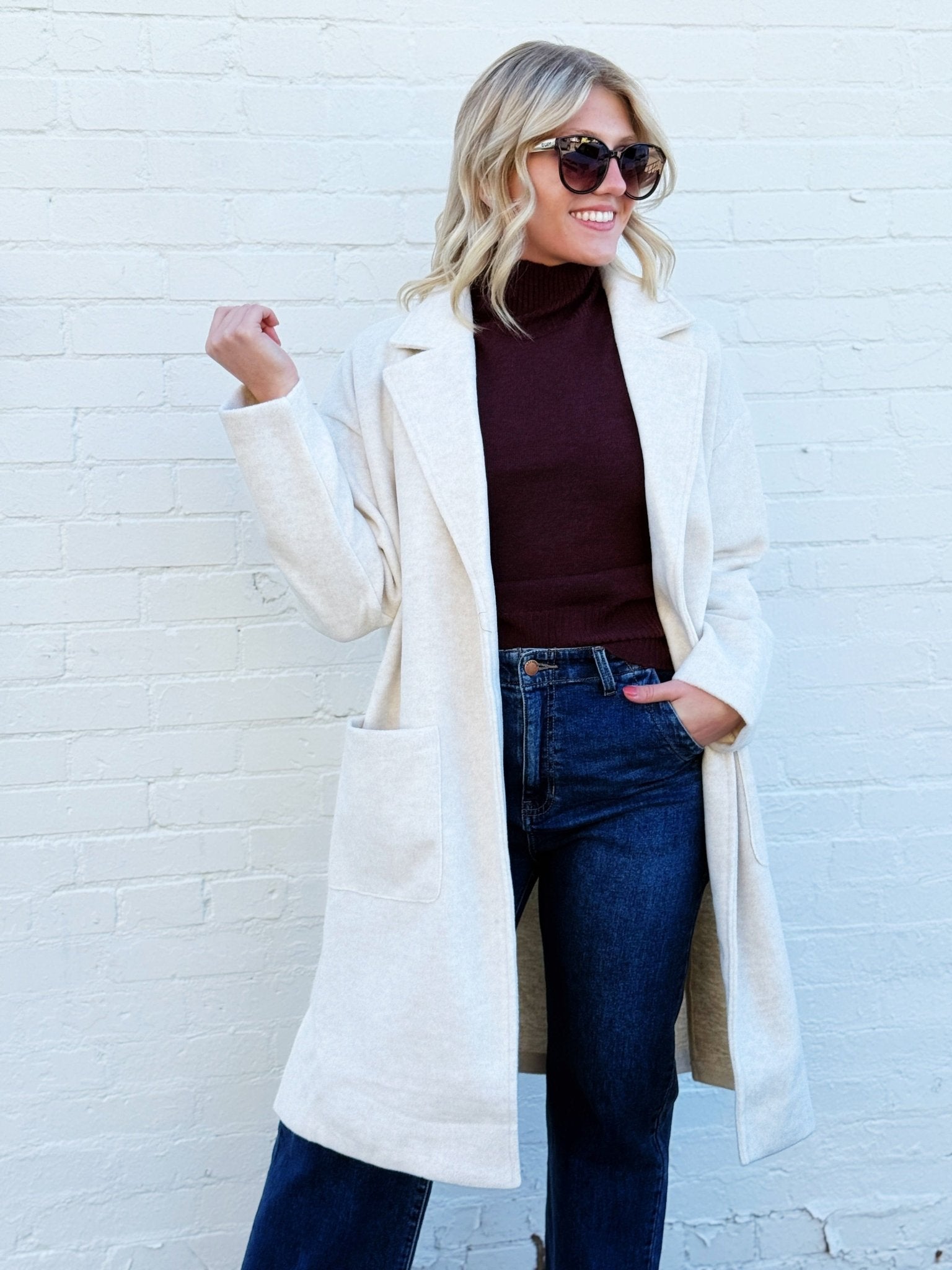 Out Of Town Coat In Ivory - Infinity Raine