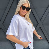 Oversized Cotton Tee In White - Infinity Raine