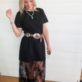 Oversized Lace Layered Midi Dress In Black - Infinity Raine