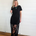 Oversized Lace Layered Midi Dress In Black - Infinity Raine
