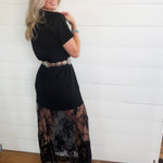 Oversized Lace Layered Midi Dress In Black - Infinity Raine