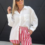 Oversized Pocketed Shirts In White - Infinity Raine