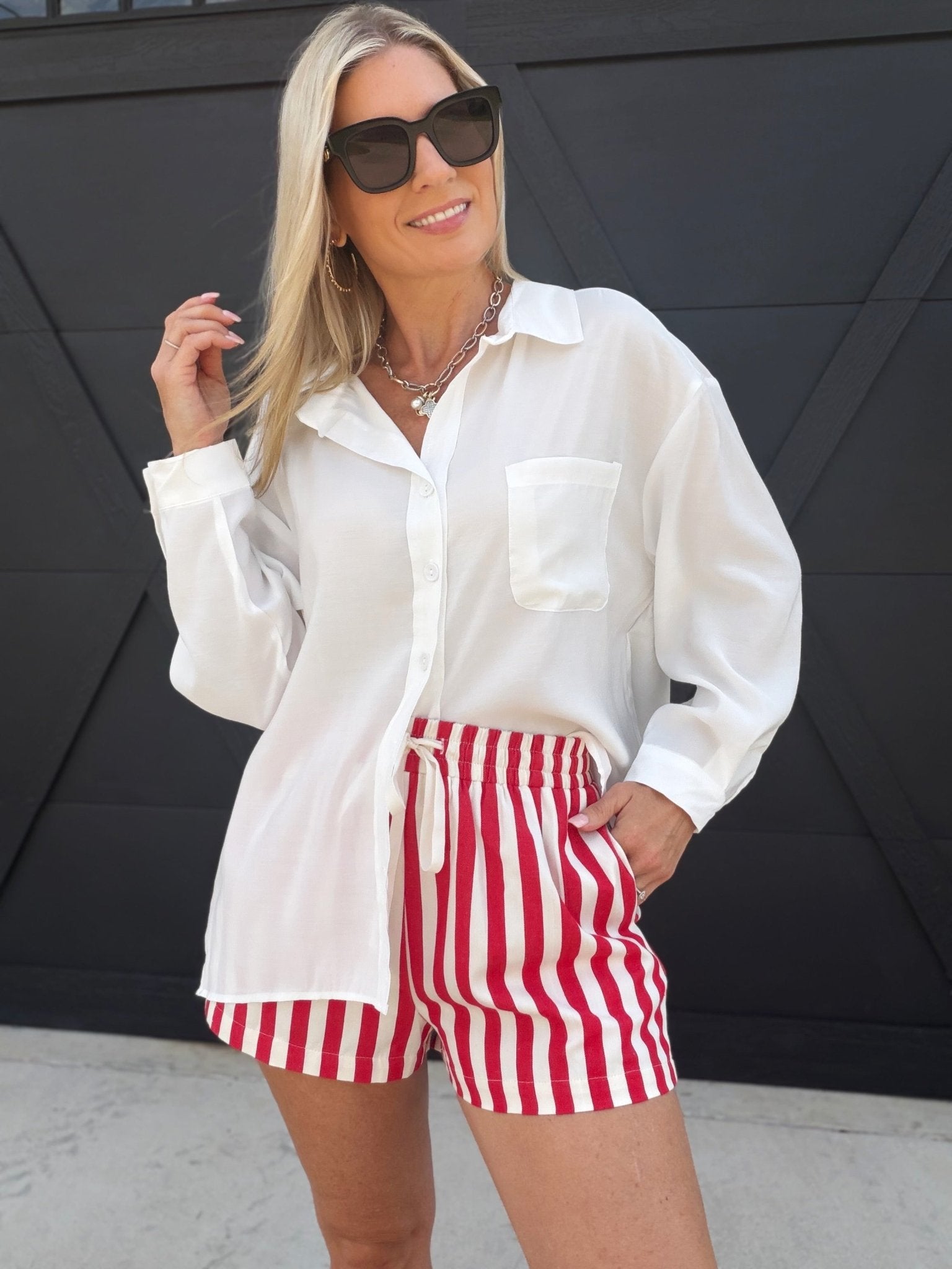 Oversized Pocketed Shirts In White - Infinity Raine
