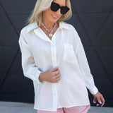 Oversized Pocketed Shirts In White - Infinity Raine
