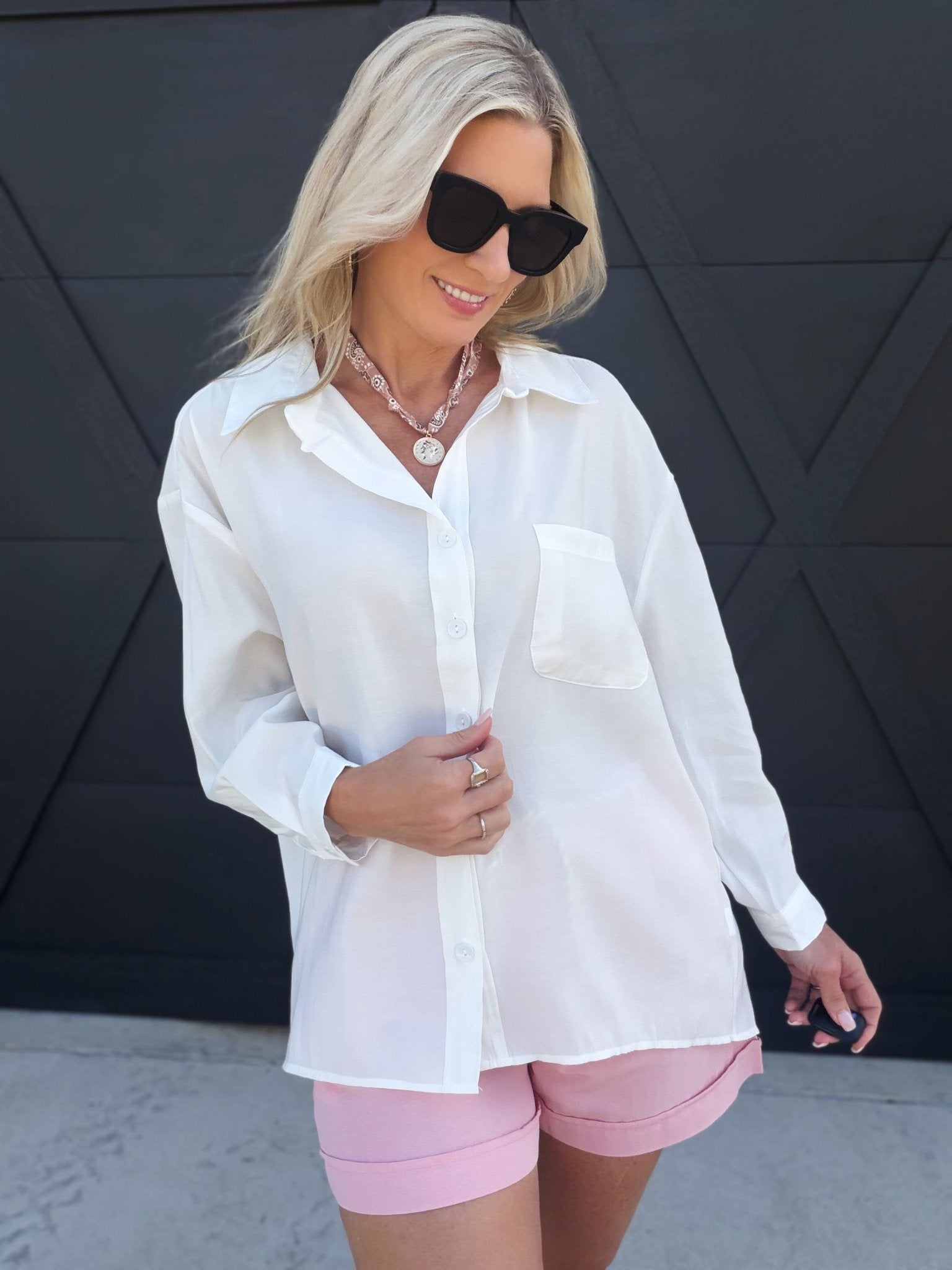 Oversized Pocketed Shirts In White - Infinity Raine