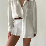 Oversized Pocketed Shirts In White - Infinity Raine