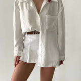 Oversized Pocketed Shirts In White - Infinity Raine