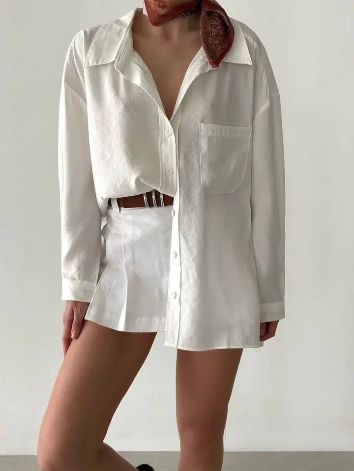 Oversized Pocketed Shirts In White - Infinity Raine