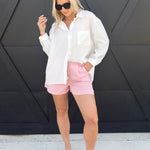 Oversized Pocketed Shirts In White - Infinity Raine