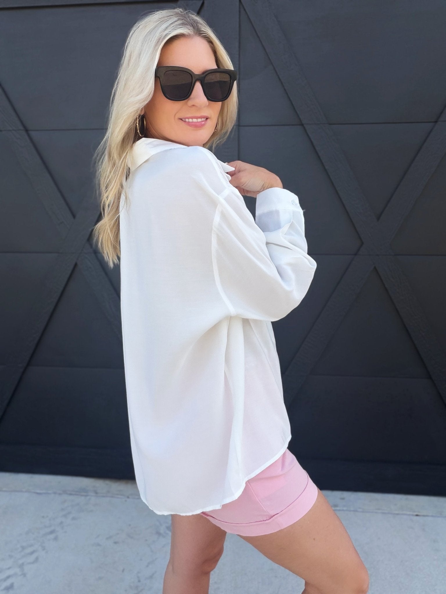 Oversized Pocketed Shirts In White - Infinity Raine