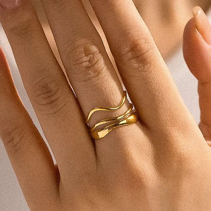 Ozzy 18K Gold Non-Tarnish Abstract Ring In Gold - Infinity Raine