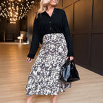 Painted Fields Midi Skirt In Black Multi - Infinity Raine