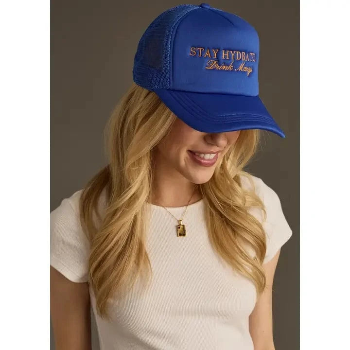 Stay Hydrated Drink Margs Trucker Hat In Blue - Infinity Raine