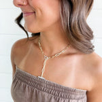 Paper Clip Pave Toggle Gold Necklace - Infinity Raine