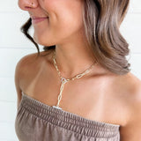 Paper Clip Pave Toggle Gold Necklace - Infinity Raine