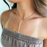 Paper Clip Pave Toggle Gold Necklace - Infinity Raine
