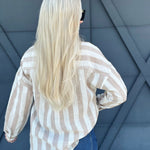 Kimberly Stripe Oversized Top In Taupe - Infinity Raine