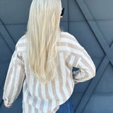 Kimberly Stripe Oversized Top In Taupe - Infinity Raine