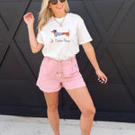 Parisian Weiner Dog Cotton T-Shirt In White - Infinity Raine
