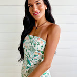Peacock Print Strapless Mini Dress - Infinity Raine