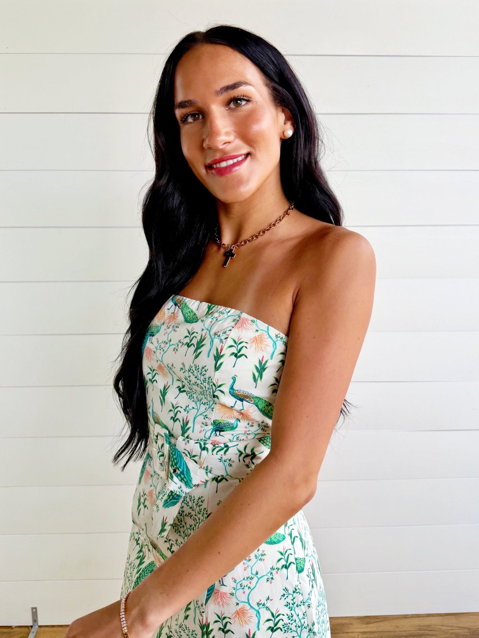 Peacock Print Strapless Mini Dress - Infinity Raine