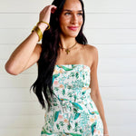 Peacock Print Strapless Mini Dress - Infinity Raine