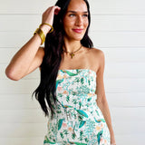 Peacock Print Strapless Mini Dress - Infinity Raine