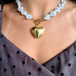 Pearl Beaded Heart Charm Toggle Necklace - Infinity Raine