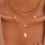 Pearl Pendant Layered Necklace In Gold - Infinity Raine
