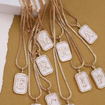 Pearly Initial Rectangle Necklace In Gold - Infinity Raine