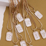 Pearly Initial Rectangle Necklace In Gold - Infinity Raine