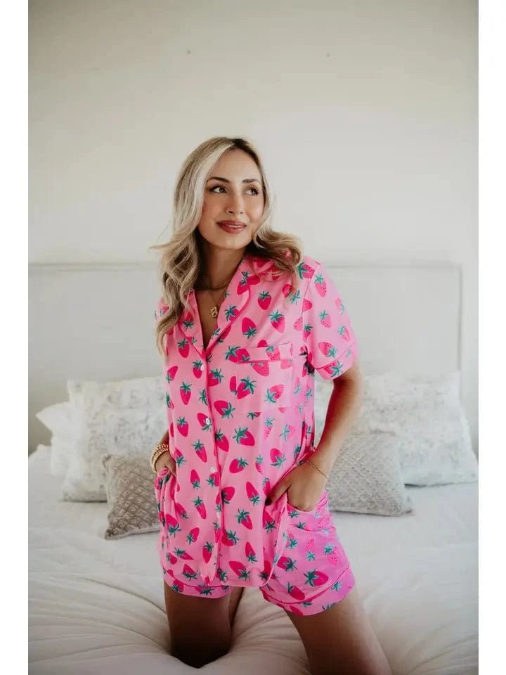 Pink Strawberry Loungewear Short Set - Infinity Raine