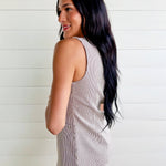 Pinstripe Longline Button Down Denim Vest In Brown - Infinity Raine