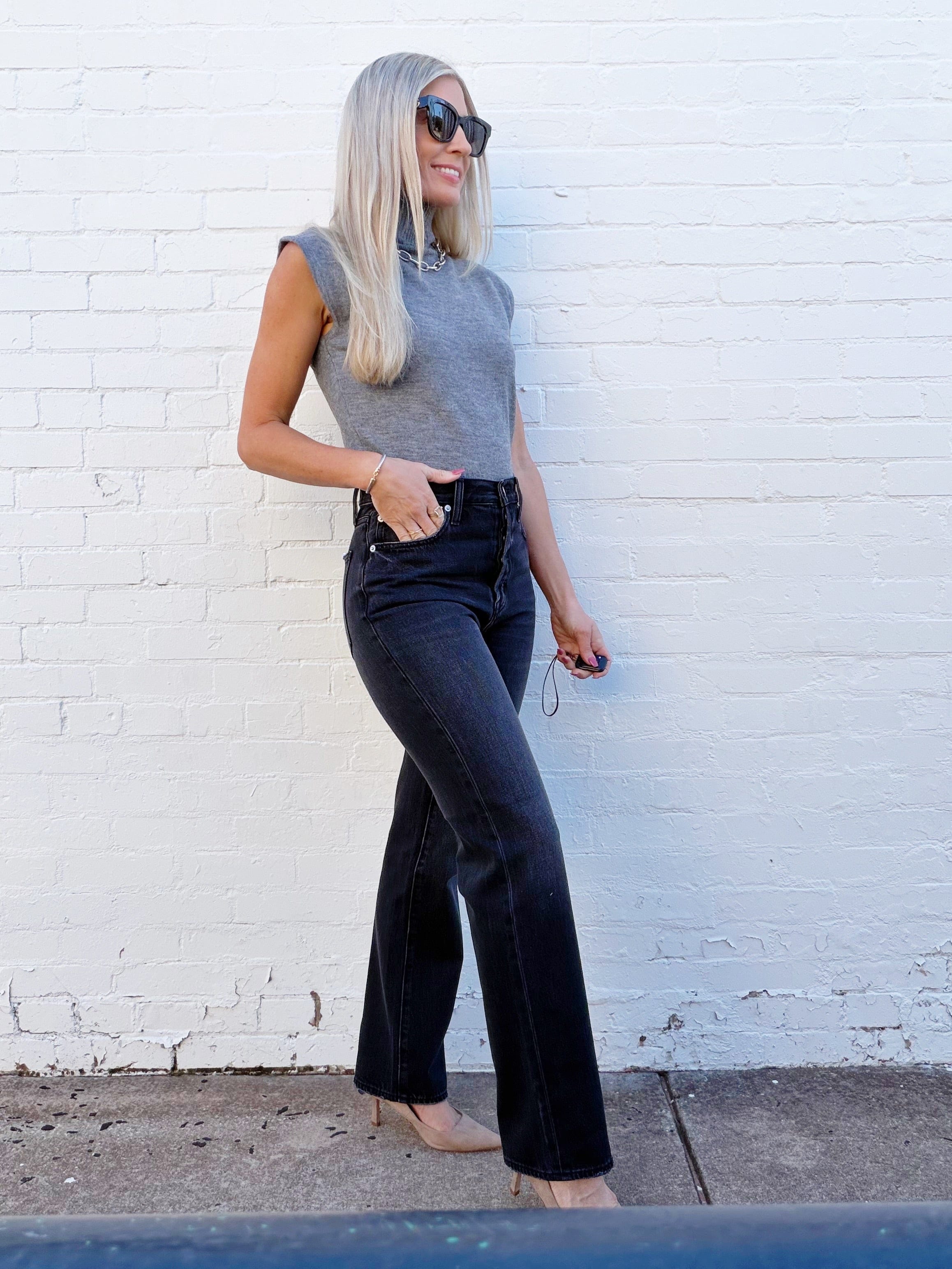 PISTOLA Cassie Super High Rise Straight Jean In Stormy - Infinity Raine