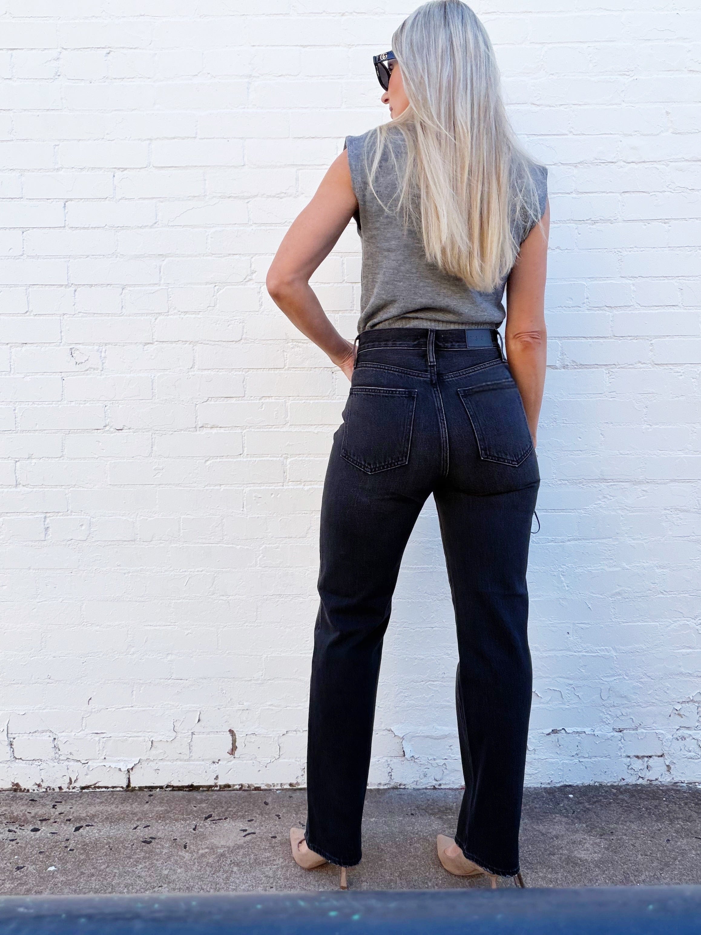 PISTOLA Cassie Super High Rise Straight Jean In Stormy - Infinity Raine