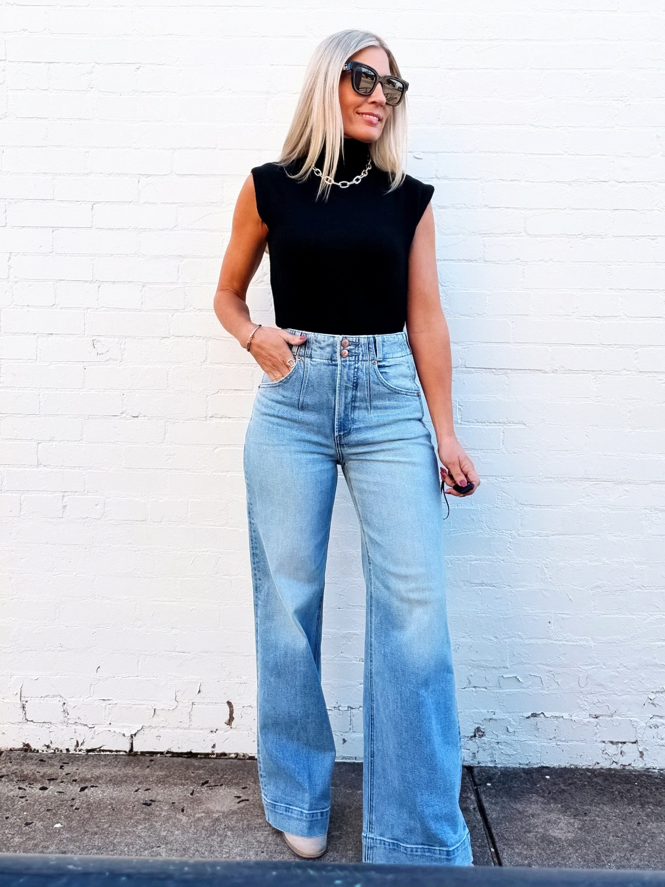 PISTOLA Lana High Rise Ultra Wide Leg Jean In Terrace - Infinity Raine