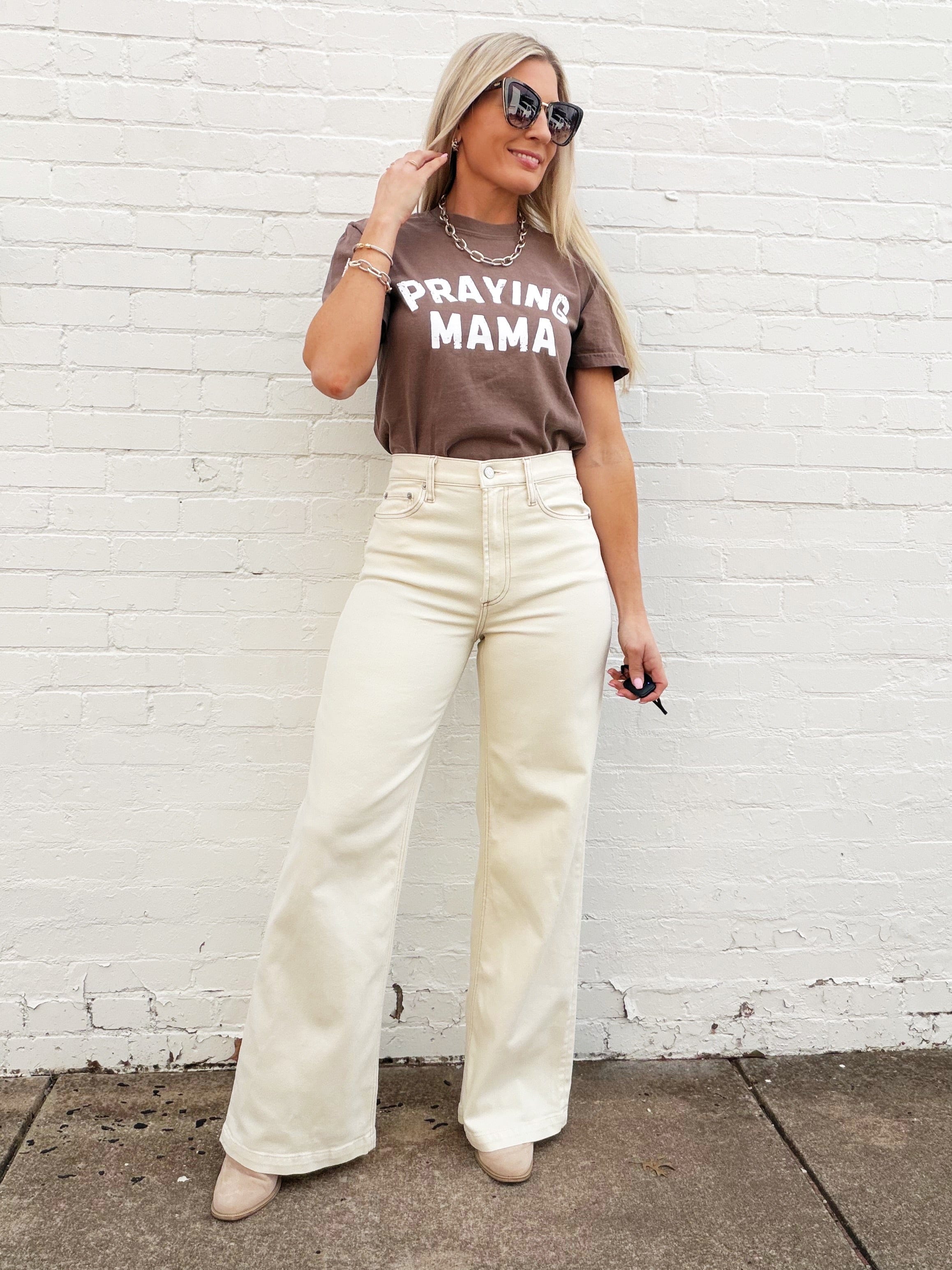 PISTOLA Bottoms - Pants Lana High Rise Wide Leg Jean in Ecru