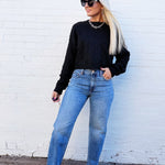 PISTOLA Lexi Mid Rise Bowed Straight Jean In Metropolis - Infinity Raine