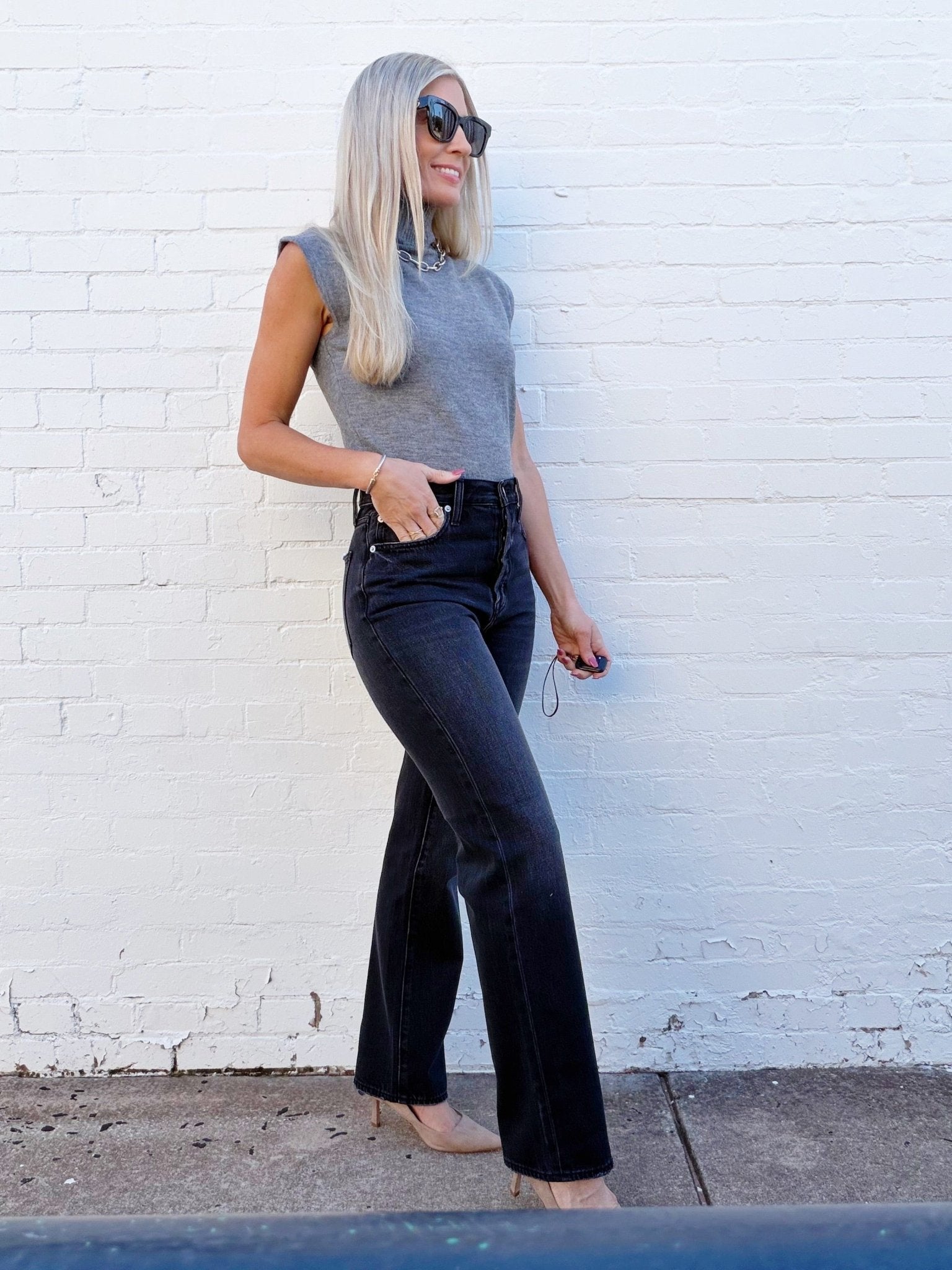 PISTOLA Cassie Super High Rise Straight Jean In Stormy - Infinity Raine