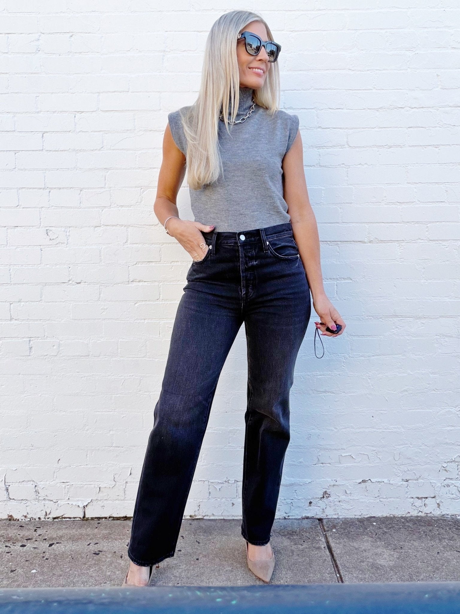 PISTOLA Cassie Super High Rise Straight Jean In Stormy - Infinity Raine