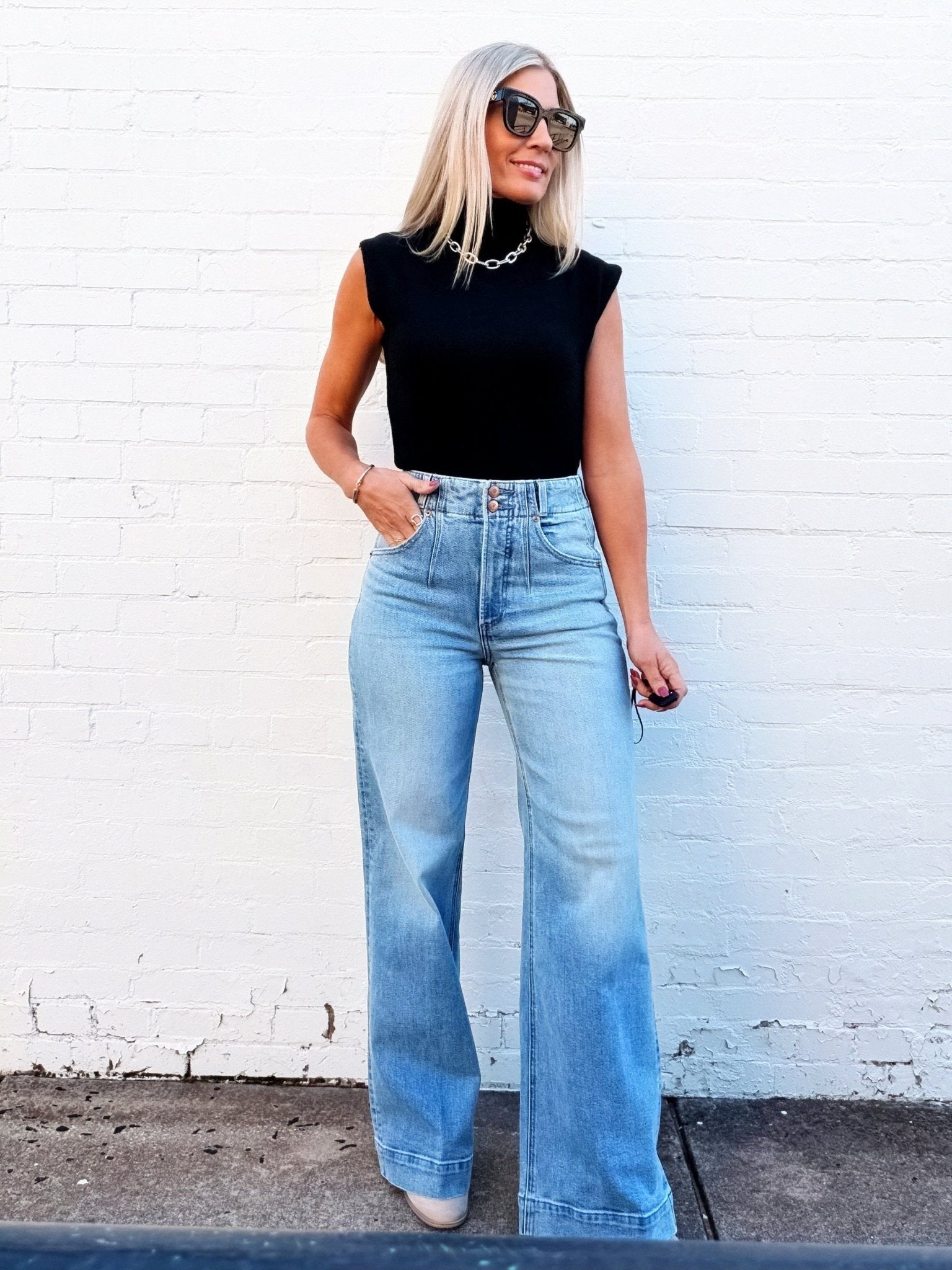 PISTOLA Lana High Rise Ultra Wide Leg Jean In Terrace - Infinity Raine